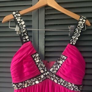 Hot Pink Evening Gown with Embellished Straps
